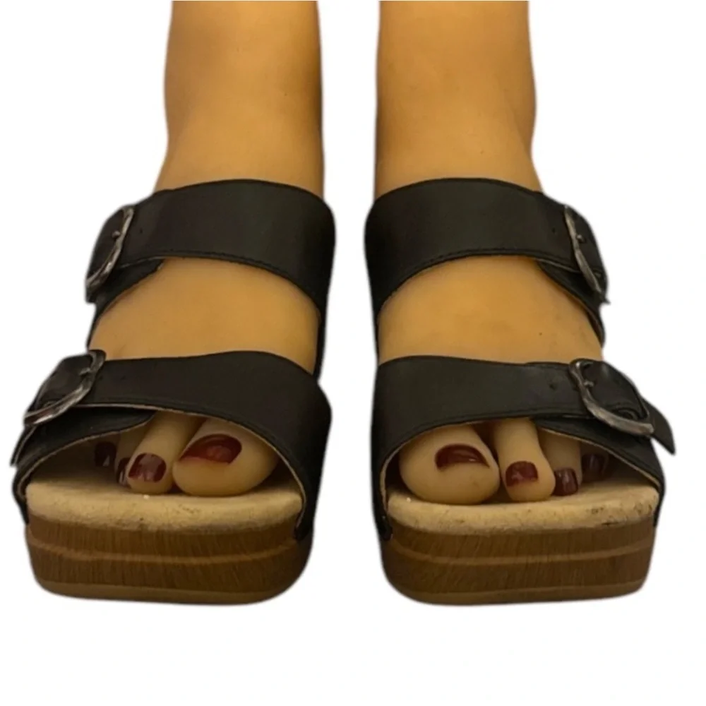 Authentic Dansko designer signature comfort black leather sandals sz 10